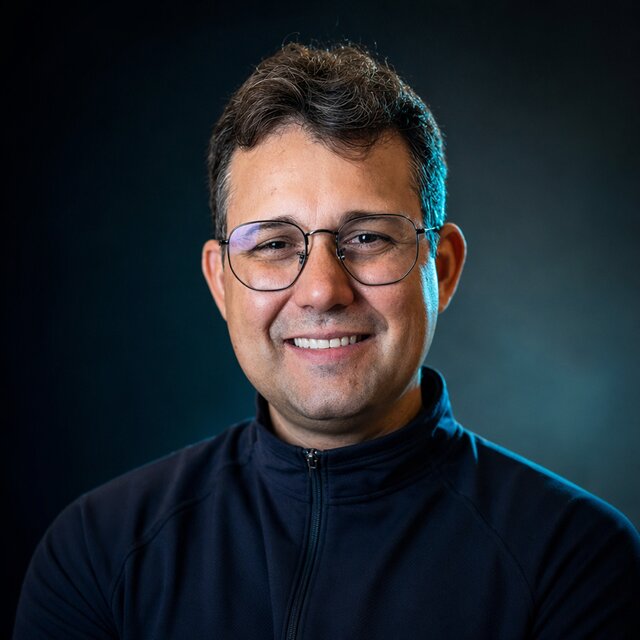 Dr. Lucas Queiroz operando no consultório
